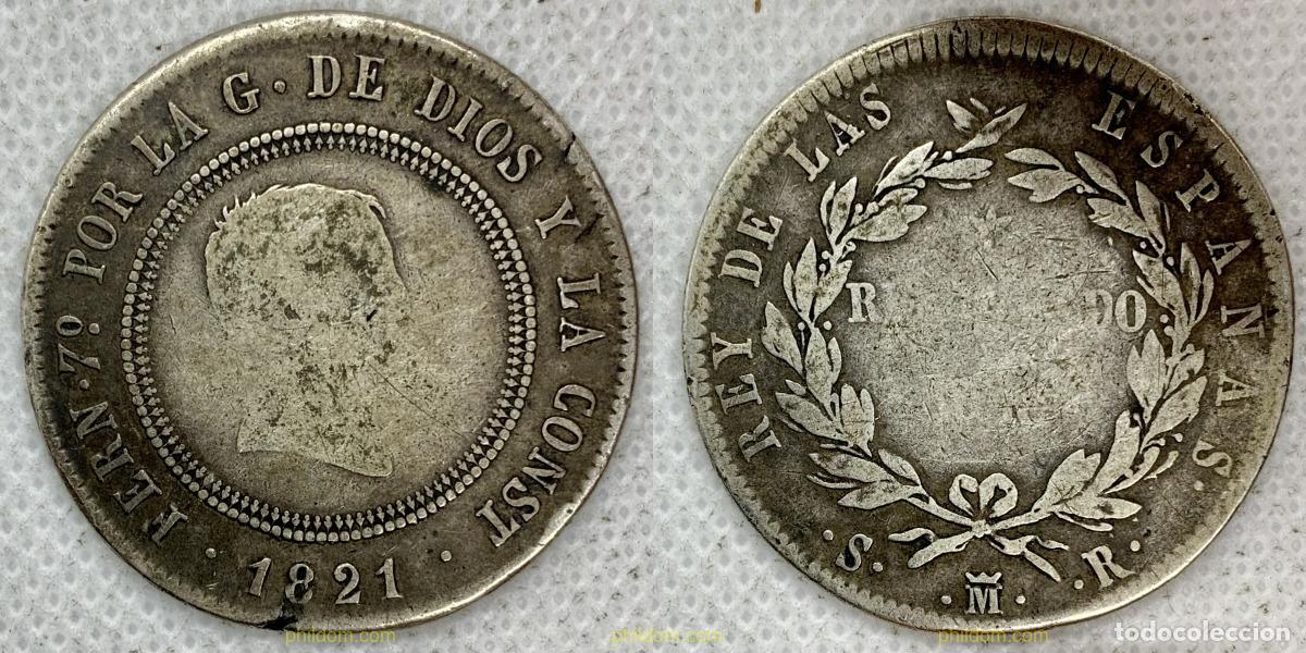 Monedas de Espa&ntilde;a: 2698 ESPA&Ntilde;A 1821 FERNANDO VII - 10 REALES - 1821 SR - RESELLADO