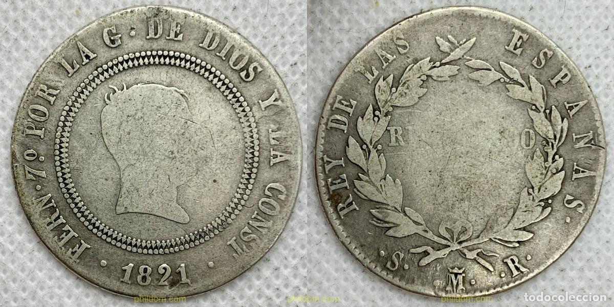 Monedas de Espa&ntilde;a: 2699 ESPA&Ntilde;A 1821 FERNANDO VII - 10 REALES - 1821 SR - RESELLADO