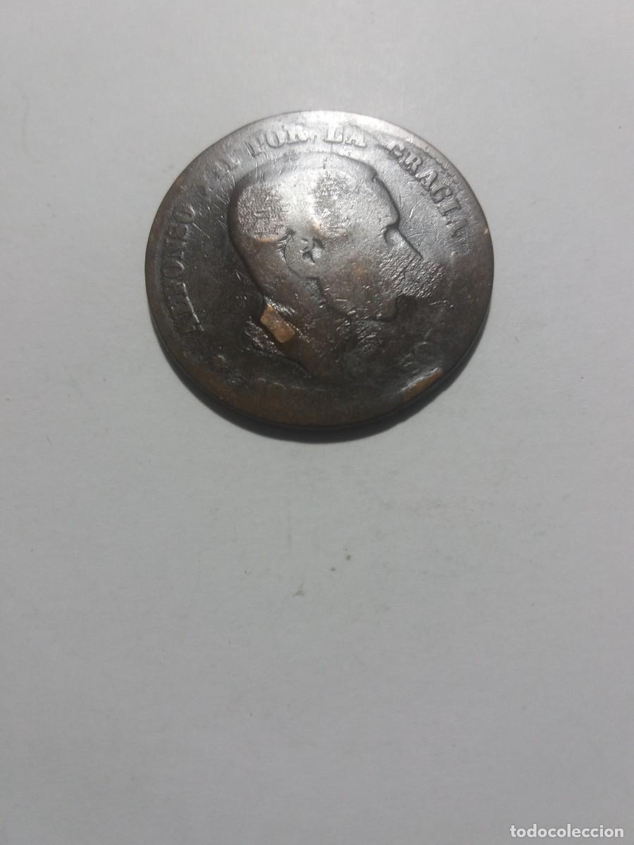 Monedas de Espa&ntilde;a: Moneda Alfonso XII 10 C&eacute;ntimos RESELLADA D K W. - Foto 2