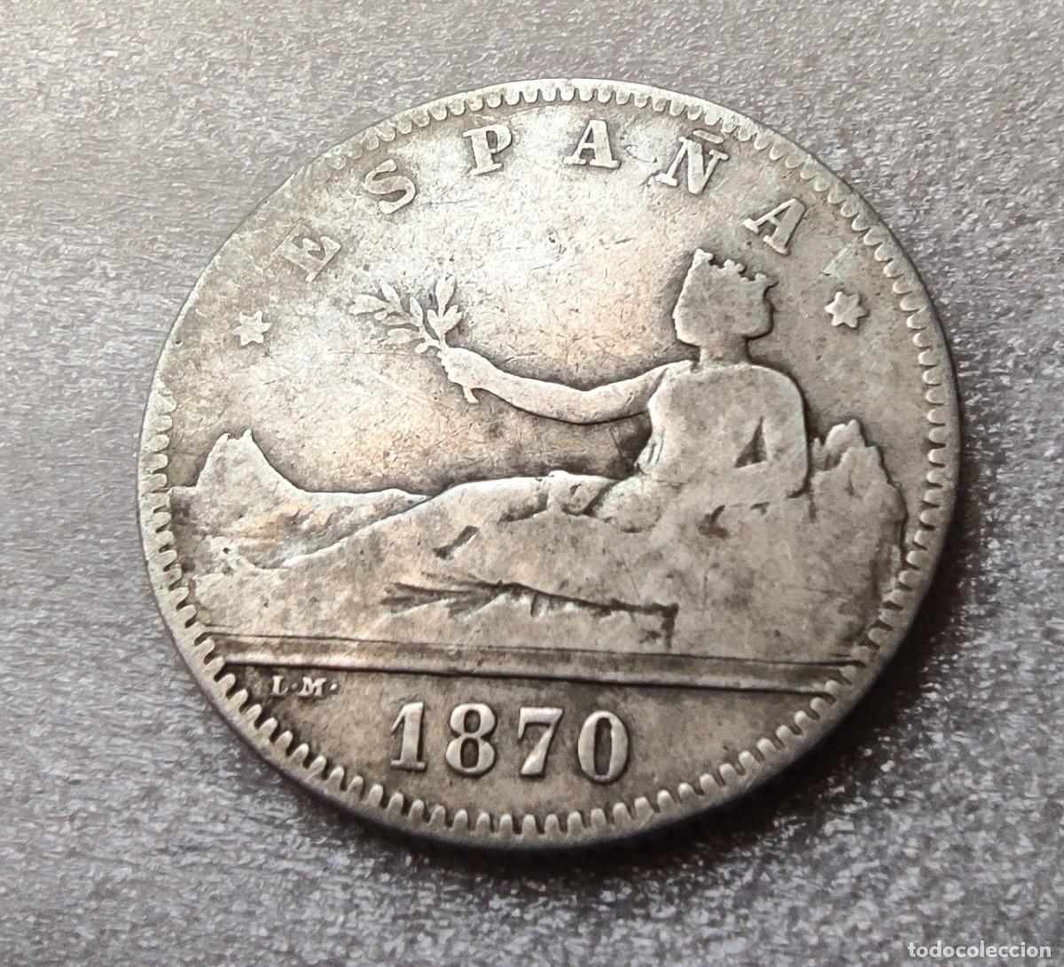 Monedas de Espa&ntilde;a: Gobierno provisional Peseta 1870 Madrid DEM BC