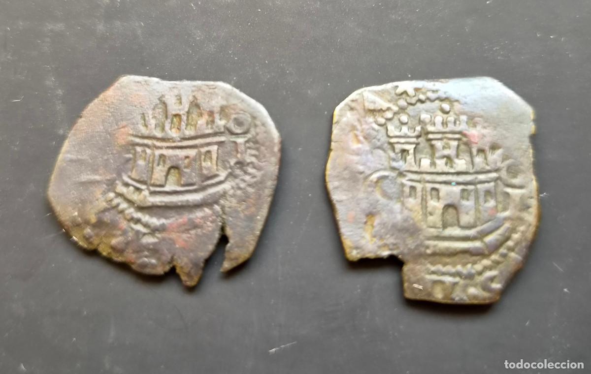 Monedas de Espa&ntilde;a: Lote 2 monedas Felipe II de 2 cuartos con ceca Cuenca