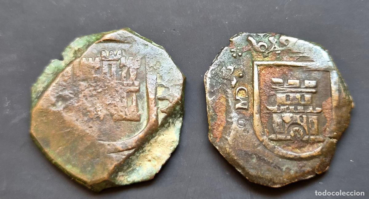 Monedas de Espa&ntilde;a: Lote 2 monedas. Felipe IV 8 maraved&iacute;s 1624 y un Madrid