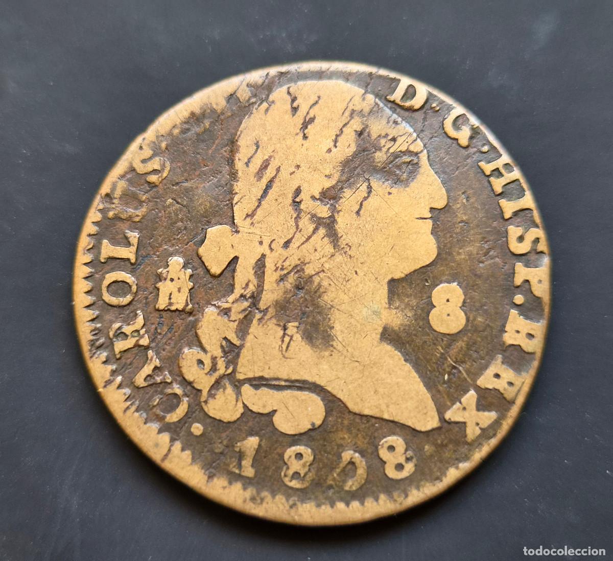 Monedas de Espa&ntilde;a: Carlos IV Segovia 8 maraved&iacute;s 1808