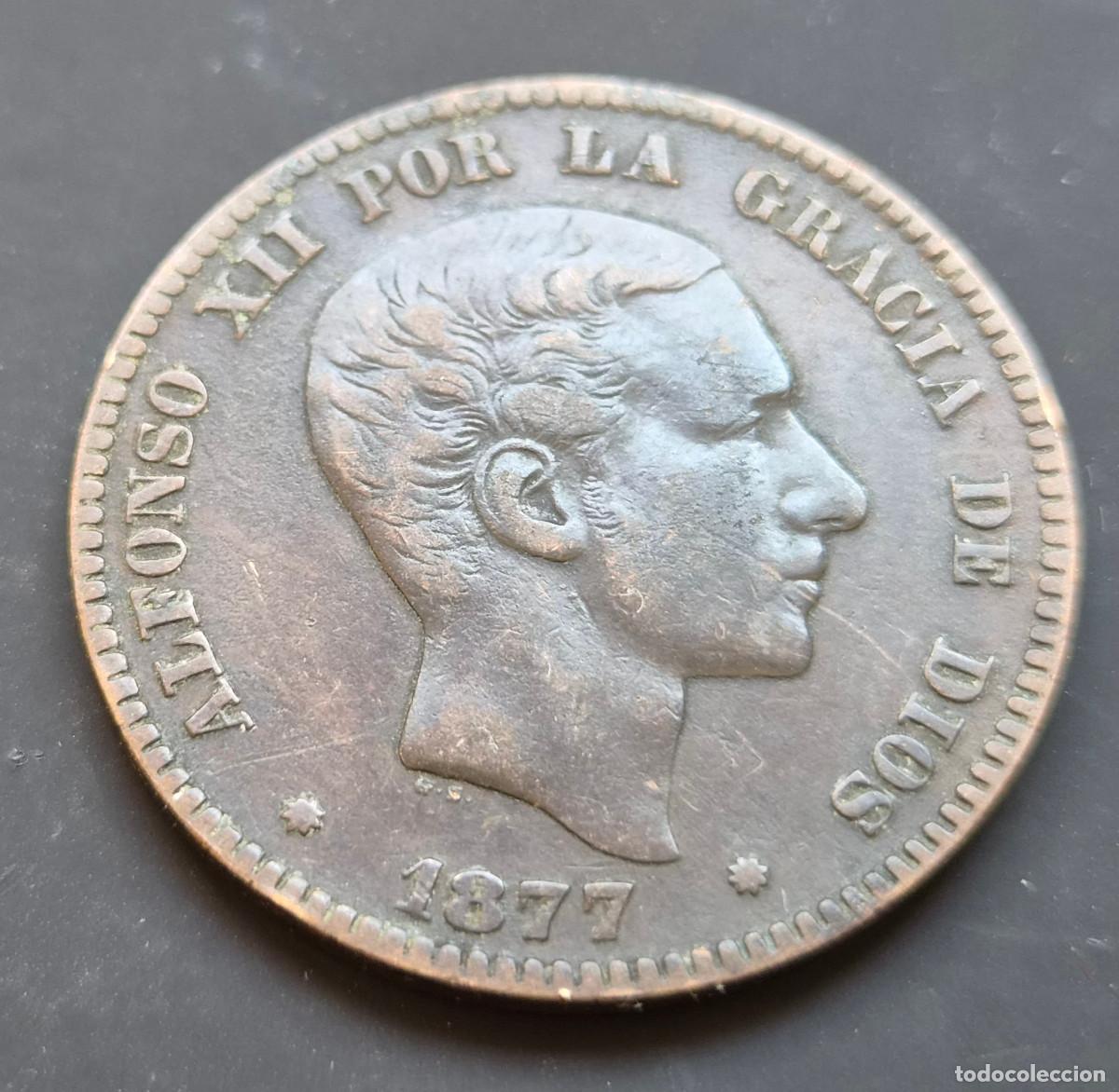 Monedas de Espa&ntilde;a: Alfonso XII Barcelona OM 10 c&eacute;ntimos 1877