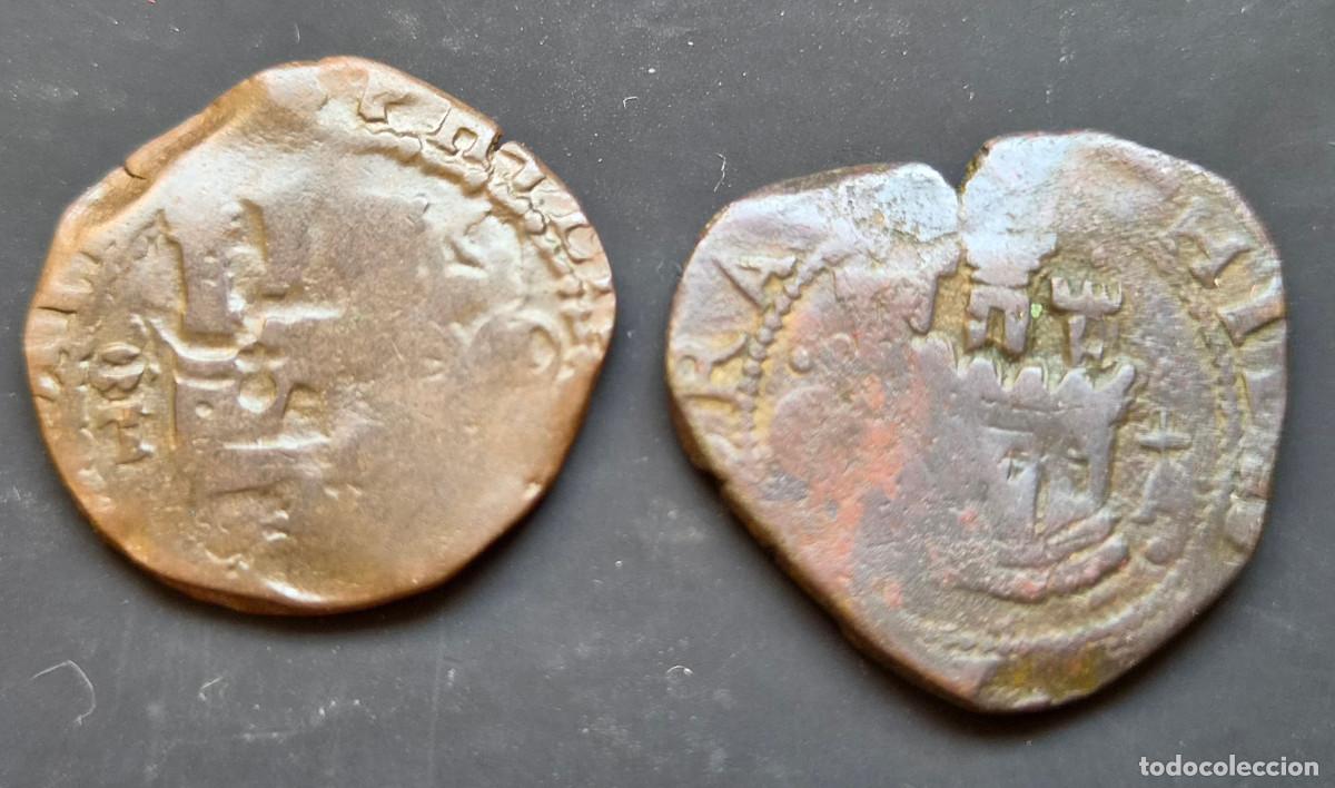 Monedas de Espa&ntilde;a: Lote 2 monedas Felipe II de 2 cuartos con ceca Cuenca y Toledo