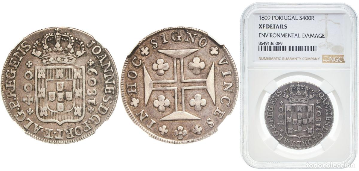 Monedas de Espa&ntilde;a: Portugal Kingdom 1809 Cruzado Novo 400 Reis - Jo&atilde;o Prince Regent (2nd Type) Silver (.9167) Lisbon M