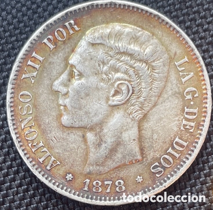 Monedas de Espa&ntilde;a: 5 pesetas 1878, 18-78 , ERROR acu&ntilde;aci&oacute;n