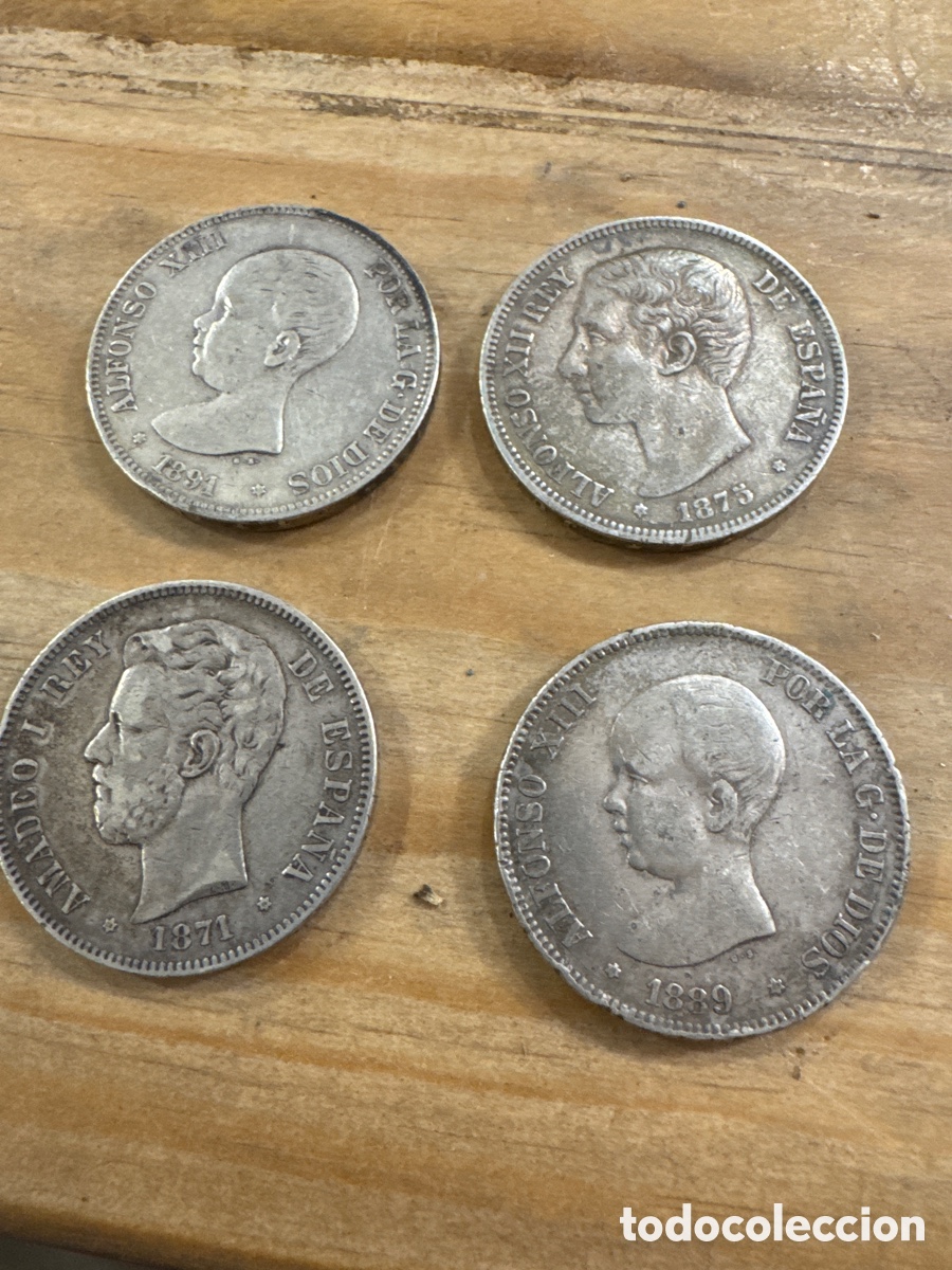 Monedas de Espa&ntilde;a: 4 monedas de plata . Duros de plata .