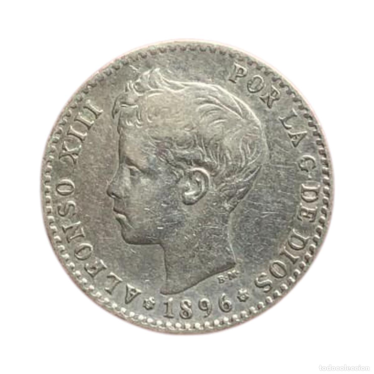 Moedas de Espanha: NT/ ALFONSO XIII 50 C&Eacute;NTIMOS PLATA 1896 * 96 BONITA Y ESCASA (E165)