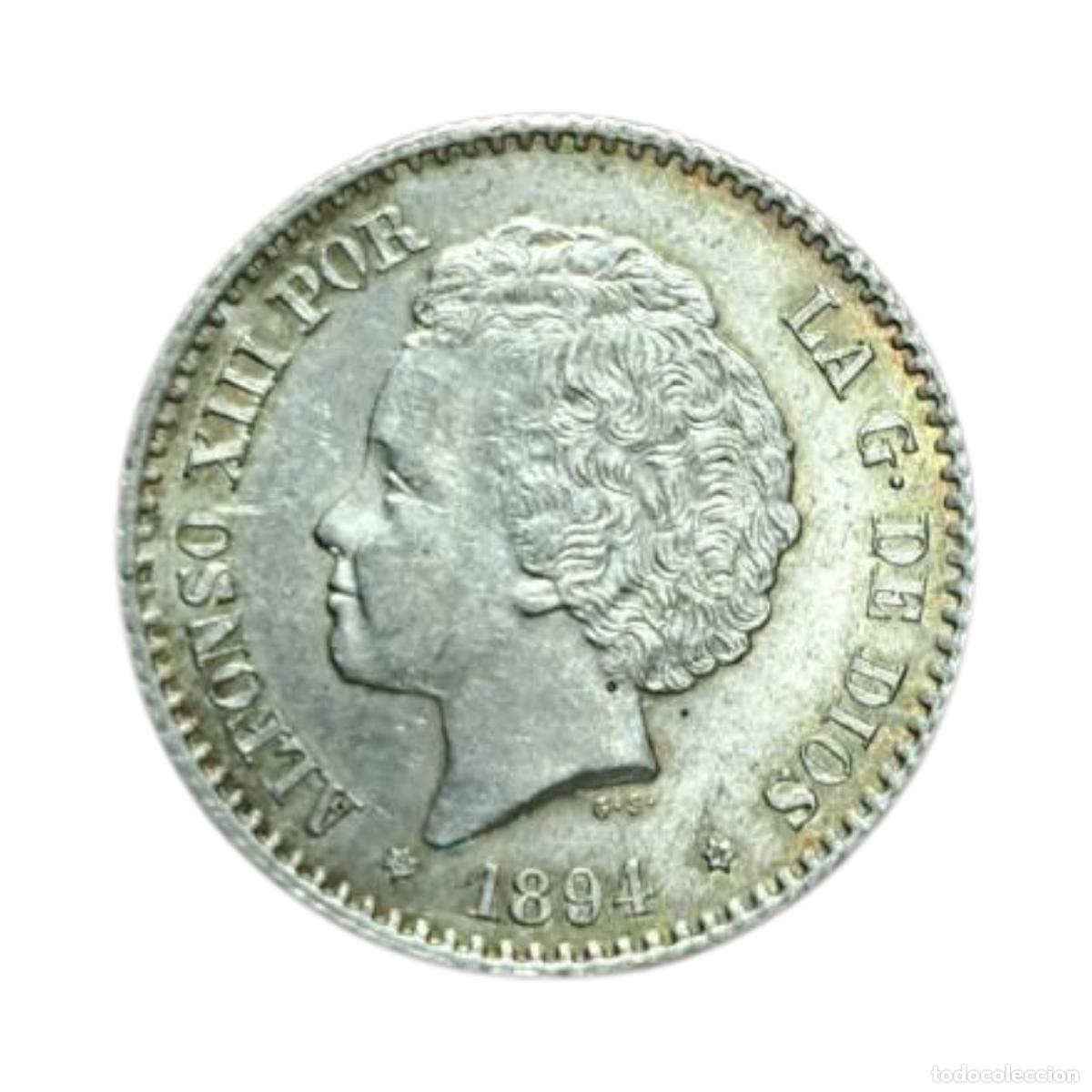 M&uuml;nzen von Spanien: NT/ PRECIOSO 50 CENTIMOS 1894 *94 CASI TODO EL BRILLO ORIGINAL VEA VIDEO (E539)