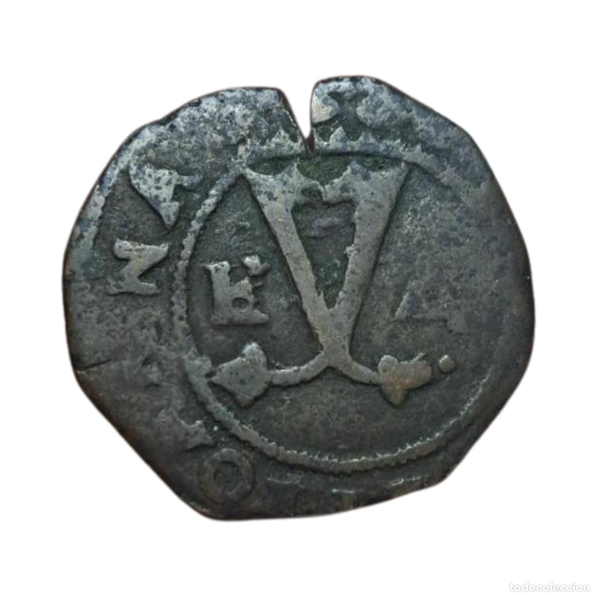 Coins of Spain: NT/ CARLOS Y JUANA 4 MARAVEDIES SANTO DOMINGO (E592)