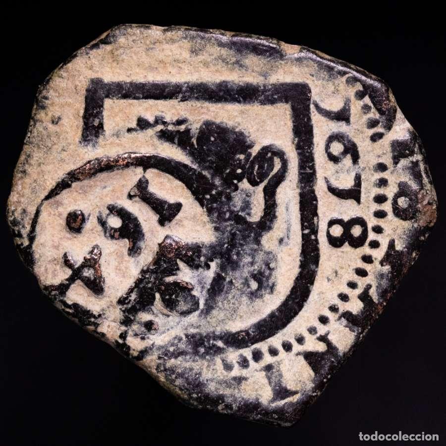 Monedas de Espa&ntilde;a: Felipe III (1598-1621). 8 Maraved&iacute;s, Burgos - 1618, resellada en 1641 (Toledo)