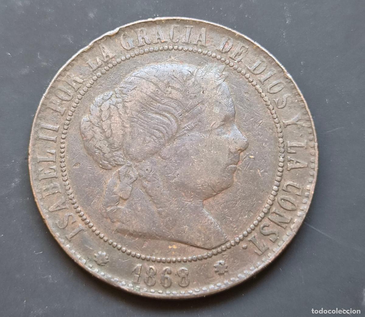 Monedas de Espa&ntilde;a: ISABEL 2&ordf; BARCELONA 1868 5 CENTIMOS DE ESCUDO