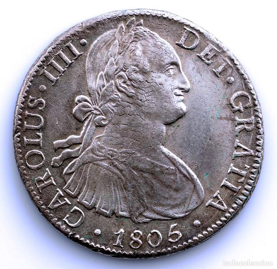 Monedas de Espa&ntilde;a: SC-Spain-Carlos IV. 8 reales. 1805 TH. M&eacute;xico. EBC-/XF-. Plata 26,8 g.