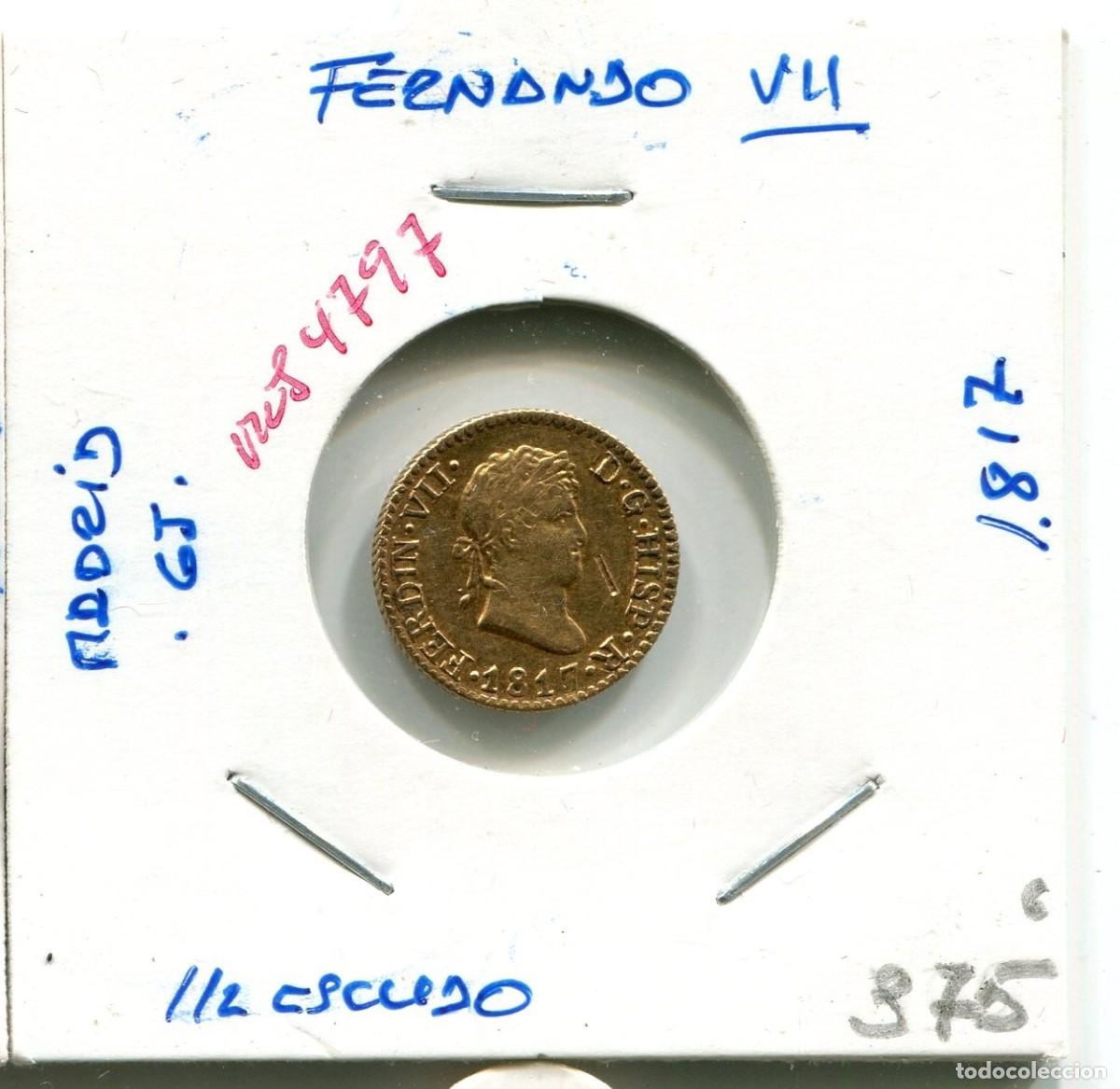 Monedas de Espa&ntilde;a: MEDIO ESCUDO FERNANDO VII A&Ntilde;O 1817 MADRID GJ ( MES4797 )