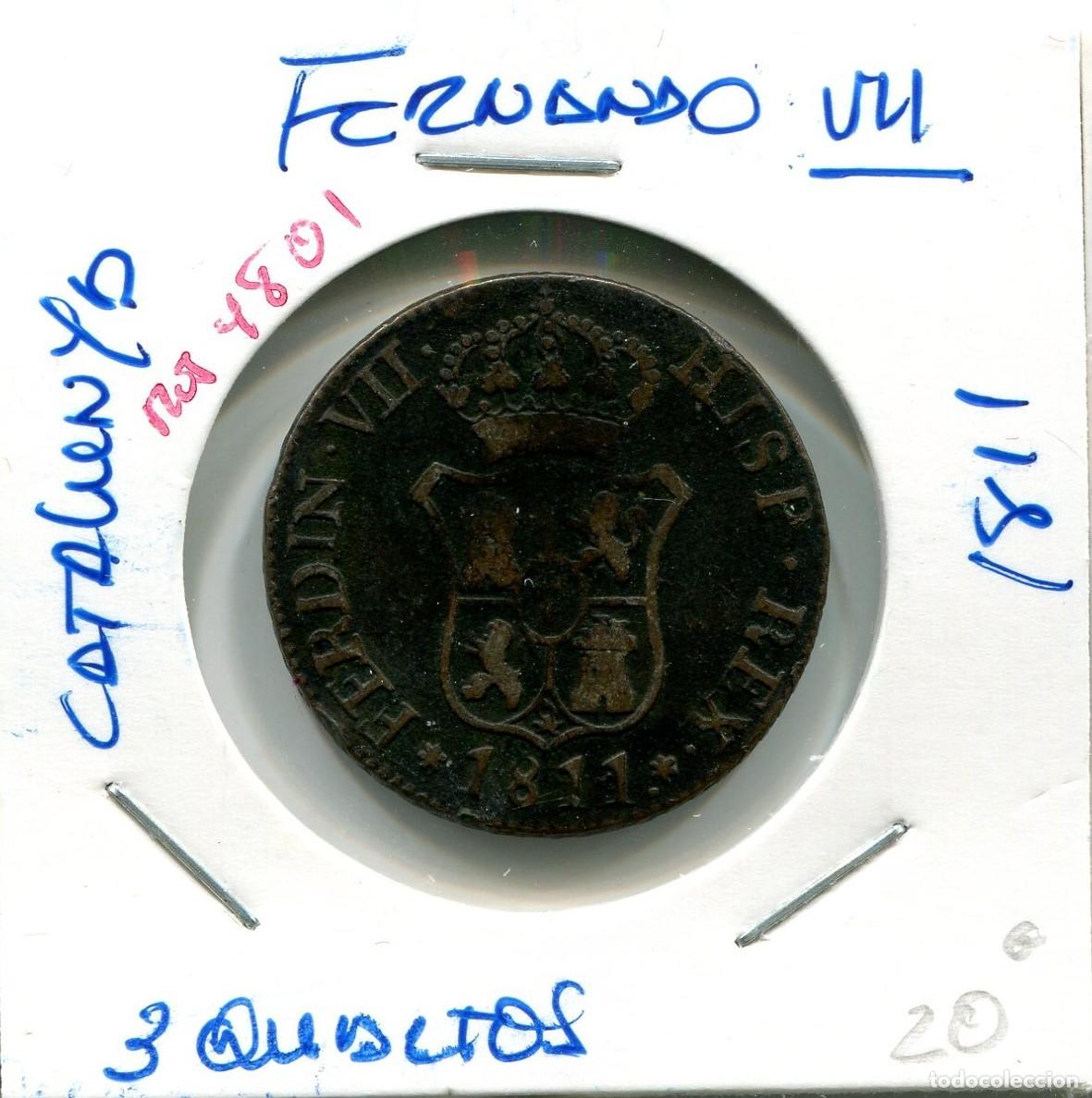 Monedas de Espa&ntilde;a: 3 QUART0S FERNANDO VII A&Ntilde;O 1811 CATALUNYA ( MES4801 )
