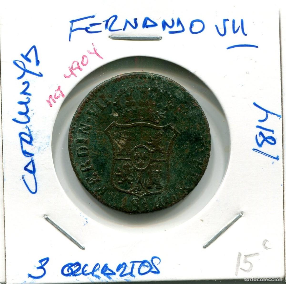 Monedas de Espa&ntilde;a: 3 QUART0S FERNANDO VII A&Ntilde;O 1814 CATALUNYA ( MES4804 )