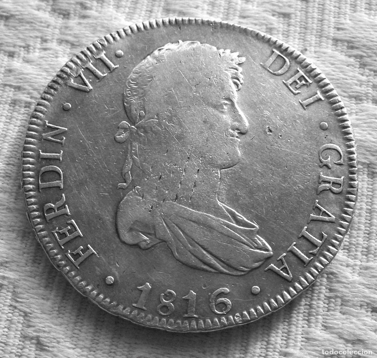 Monedas de Espa&ntilde;a: Moneda Fernando VII 8 reales 1816 Potosi PJ