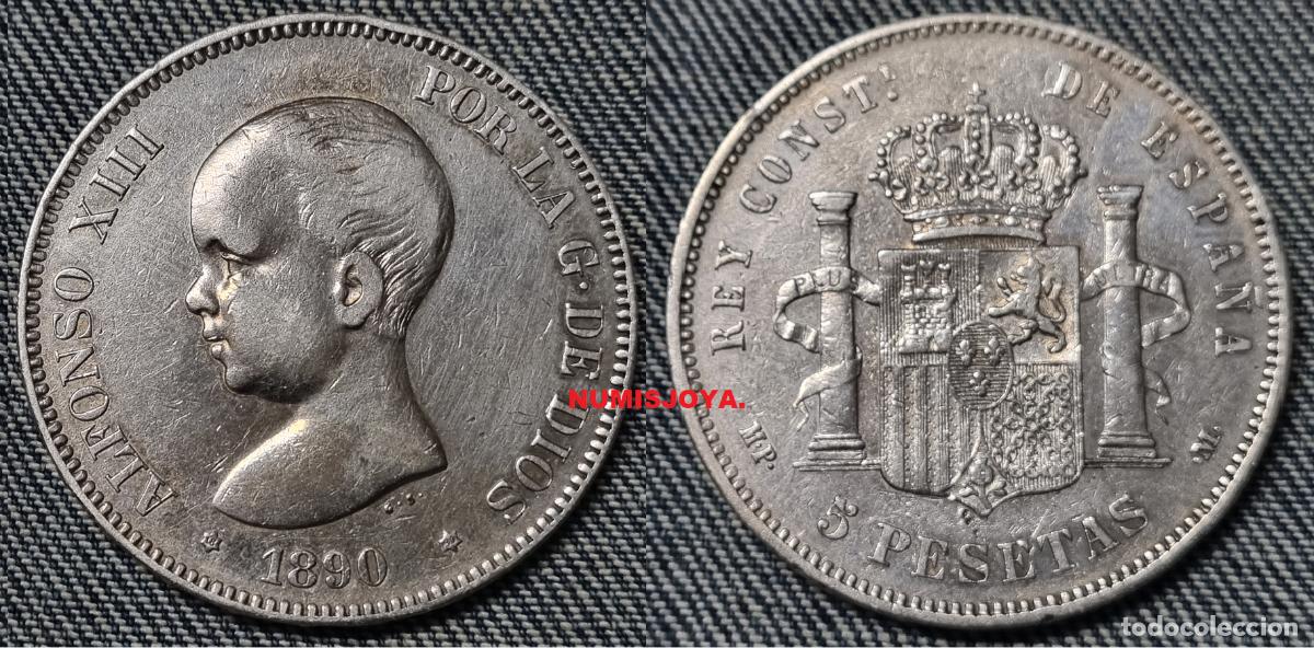 Monedas de Espa&ntilde;a: ALFONSO XIII 5 pesetas PLATA de Alfonso XIII a&ntilde;o 1890*1890 MPM. Peso 24,90 gr. BONITA.
