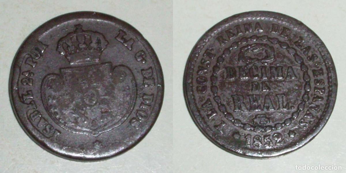 Monedas de Espa&ntilde;a: D&eacute;cima de Real 1852 Segovia