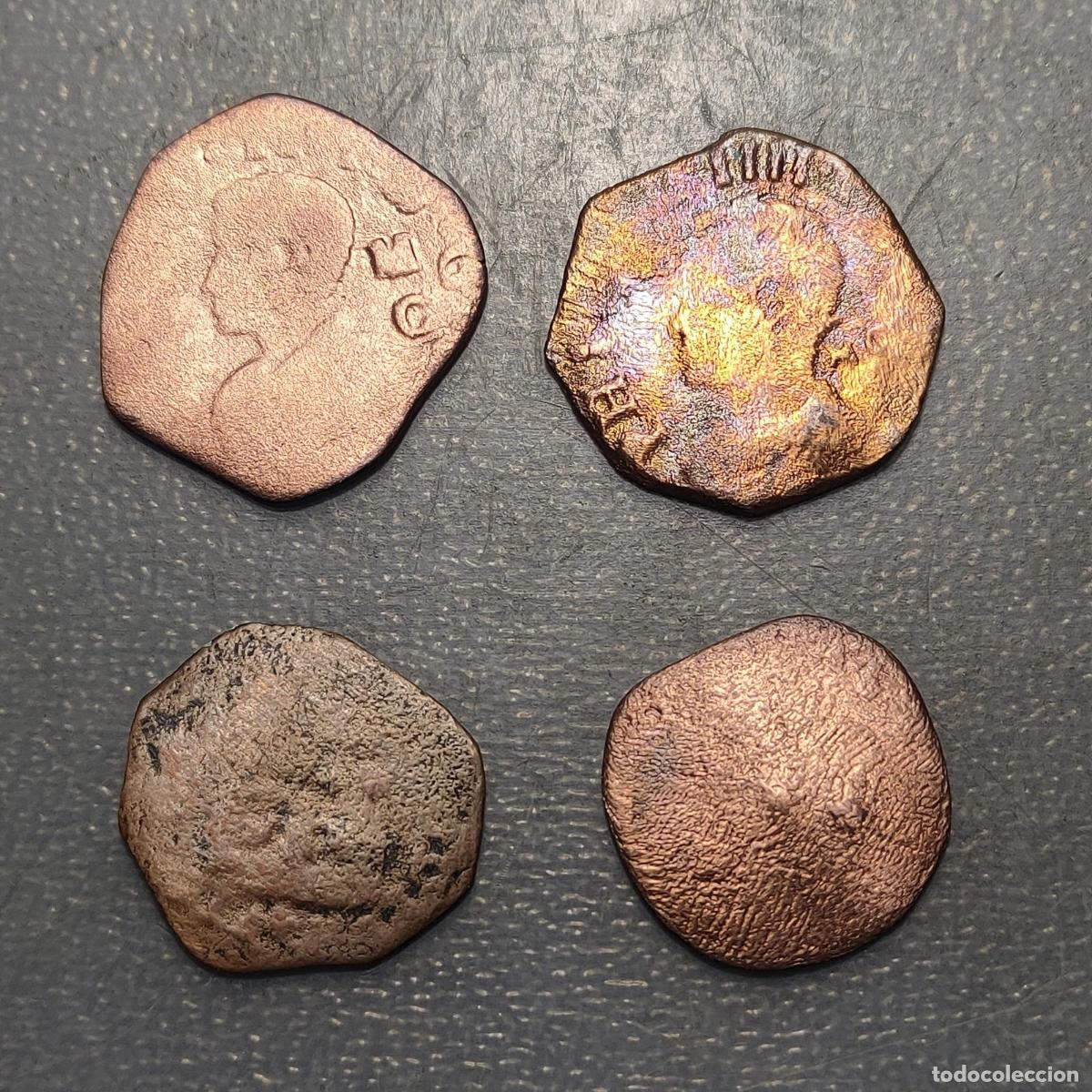 Monedas de Espa&ntilde;a: IMPERIO ESPA&Ntilde;OL NAPOLES AUSTRIAS LOTE DE 4 MONEDAS LIMPIADAS