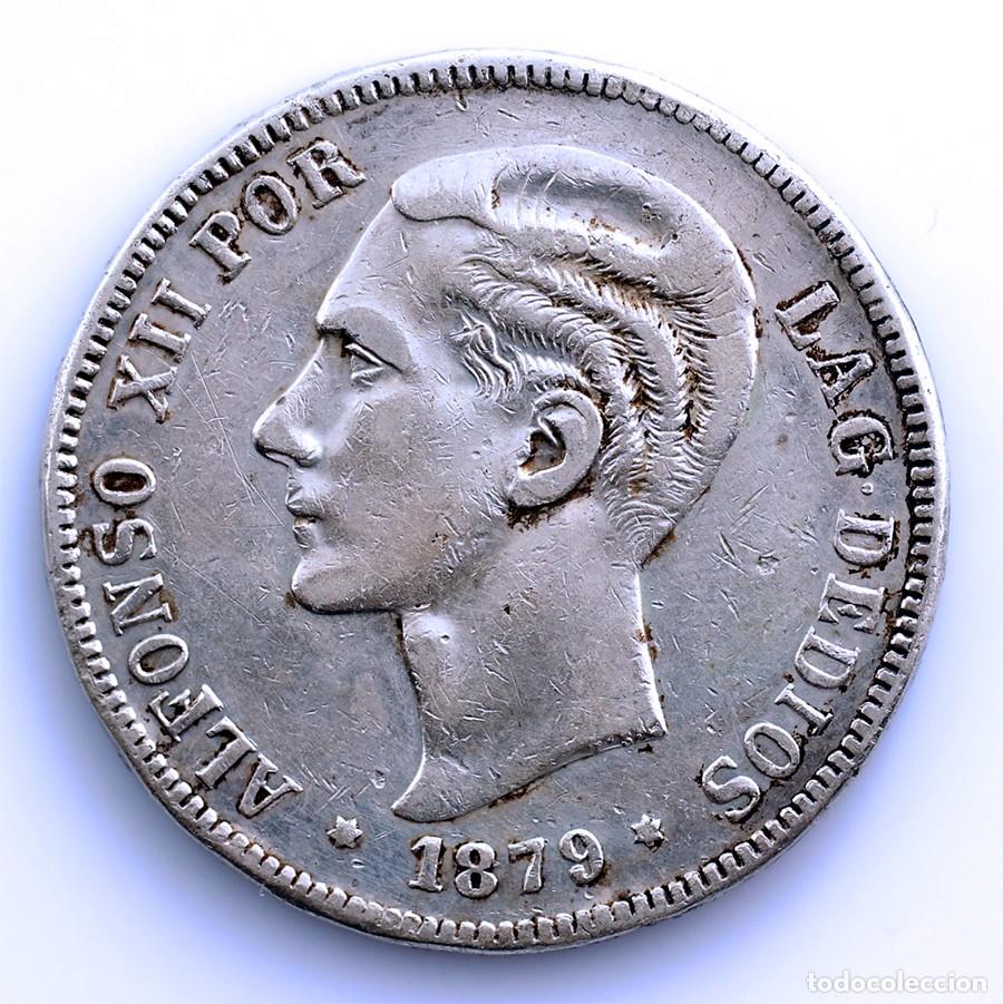 Monedas de Espa&ntilde;a: SC-Falsa de &eacute;poca &rdquo;Duro Sevillano&rdquo; Alfonso XII. 5 Peseta 1879 Madrid Plata 24,7g