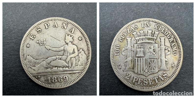 Monedas de Espa&ntilde;a: MONEDA. 2 PESETAS. 1869. PLATA. VER FOTOS
