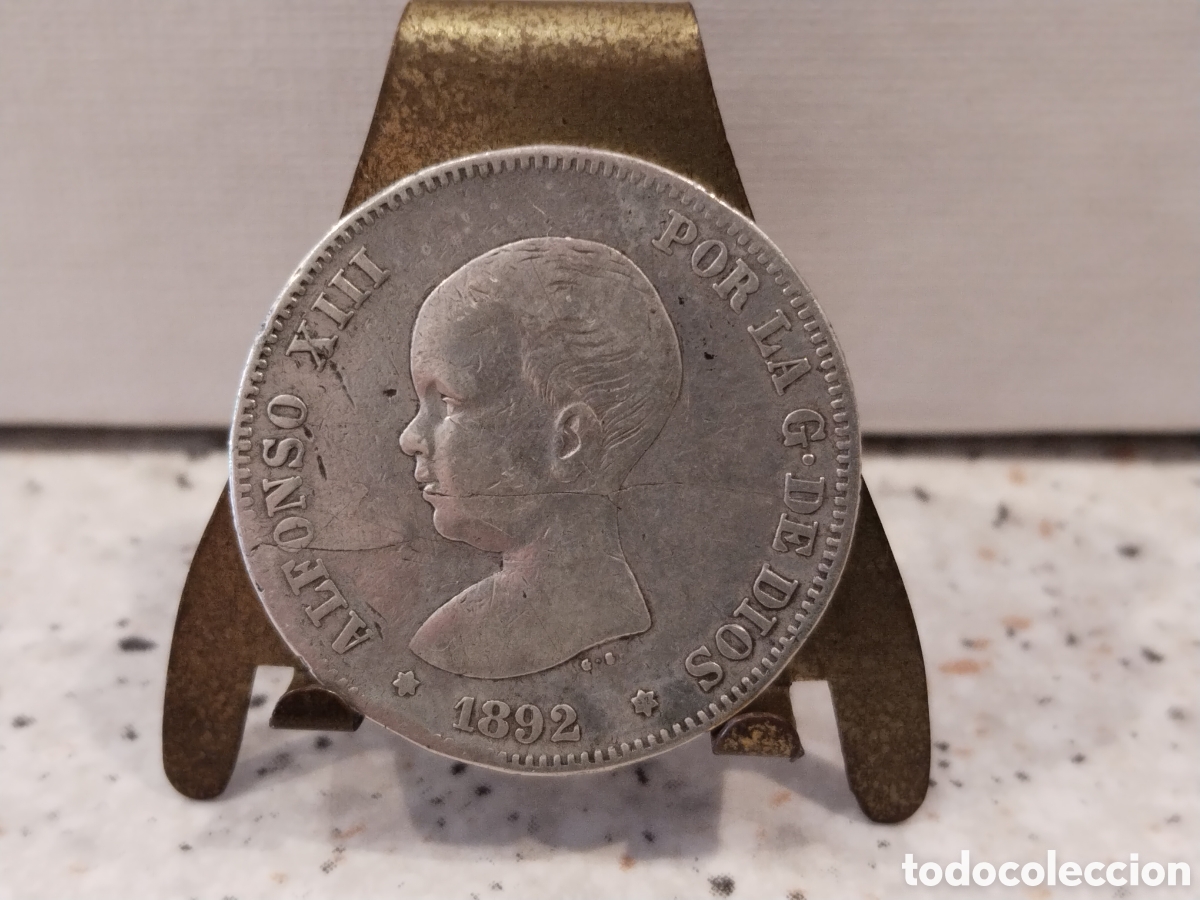 Monedas de Espa&ntilde;a: Alfonso XIII. 1892*(---92). 2 Pesetas (BC) (Plata)