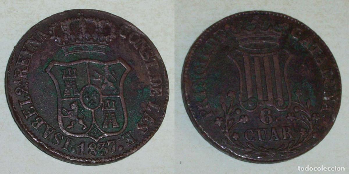 Monedas de Espa&ntilde;a: 6 Cuartos 1837 Catalu&ntilde;a - Foto 1