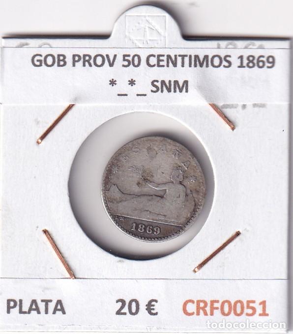 Monedas de Espa&ntilde;a: CRF0051 MONEDA ESPA&Ntilde;A GOBIERNO PROVISIONAL 50 CENTIMOS 1869 *_*_ SNM PLATA