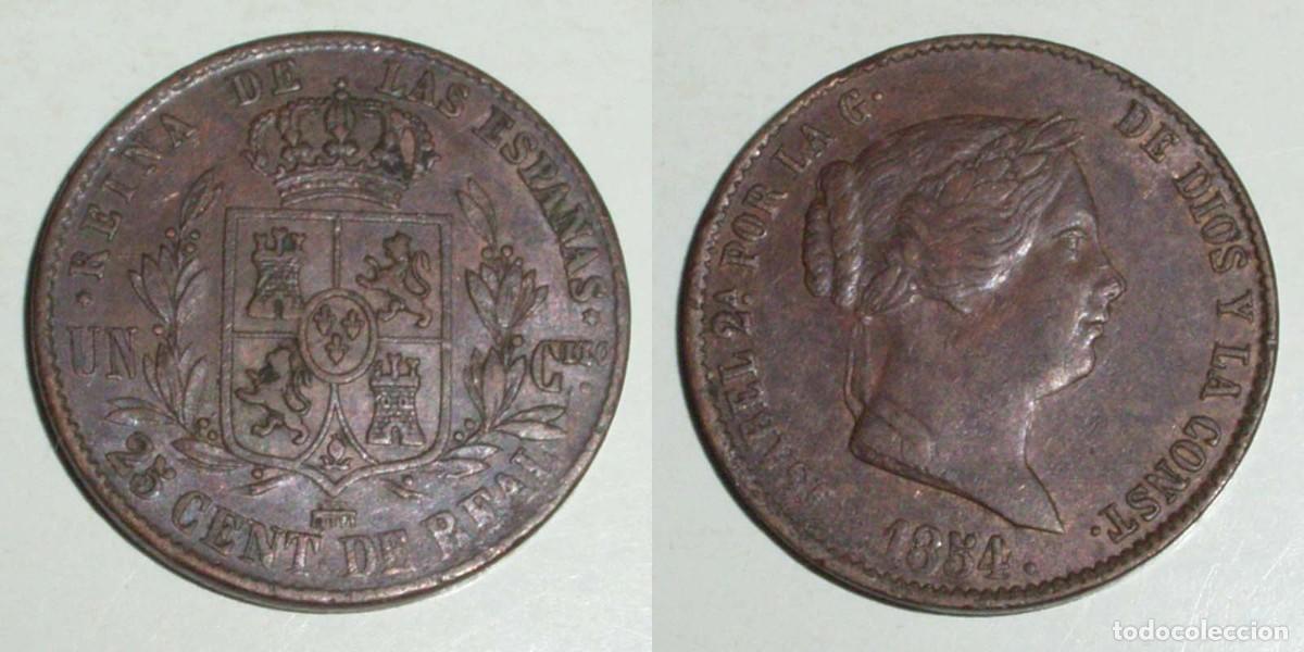 Monedas de Espa&ntilde;a: 25 Ctmos. de Real 1854 Segovia