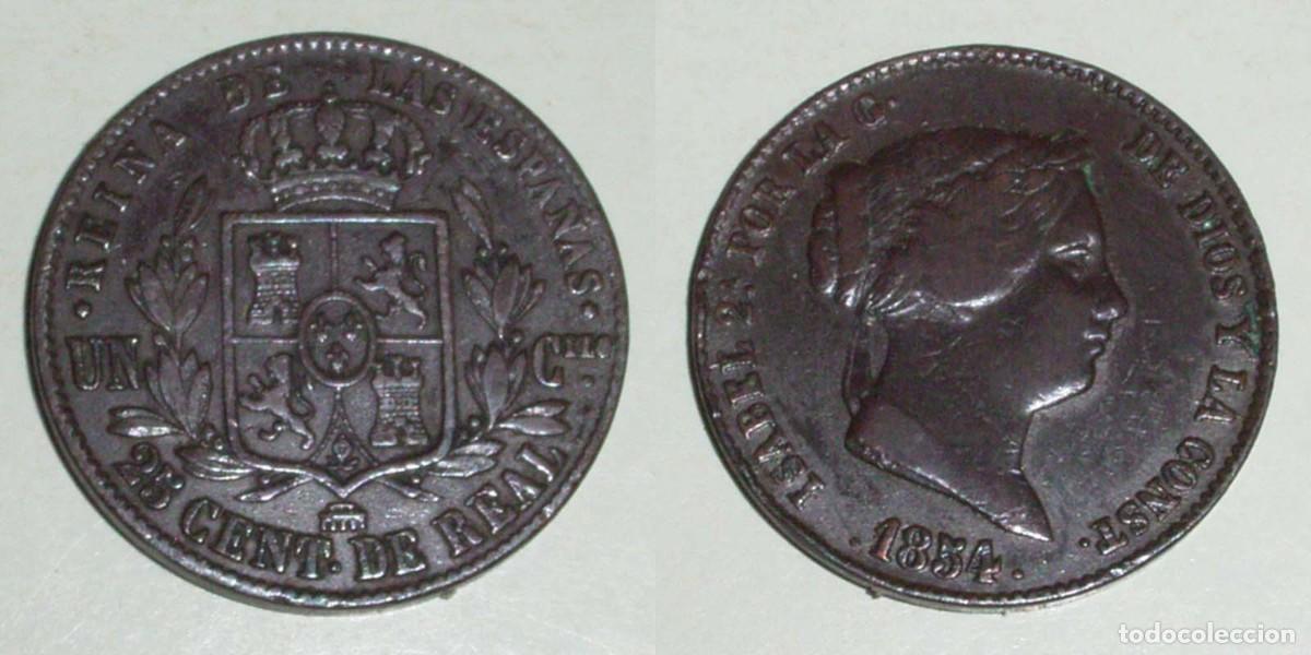 Monedas de Espa&ntilde;a: 25 Ctmos. de Real 1854 Segovia