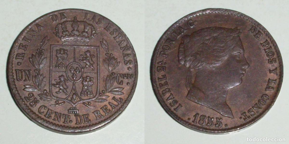 Monedas de Espa&ntilde;a: 25 Ctmos. de Real 1855 Segovia