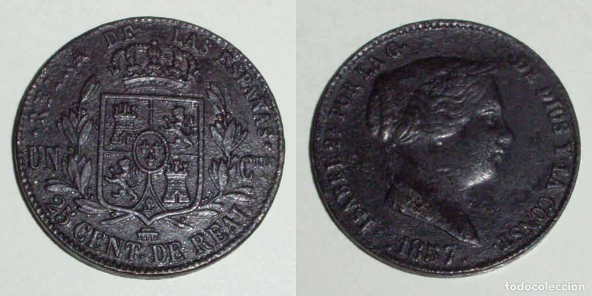Monedas de Espa&ntilde;a: 25 Ctmos. de Real 1857 Segovia