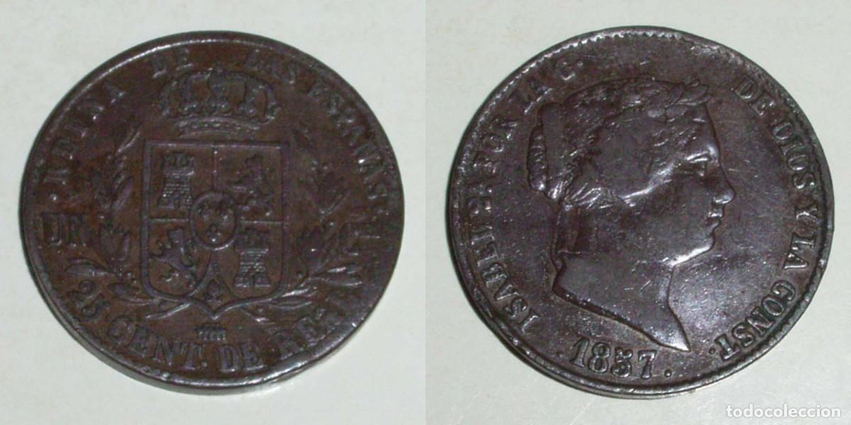 Monedas de Espa&ntilde;a: 25 Ctmos. de Real 1857 Segovia