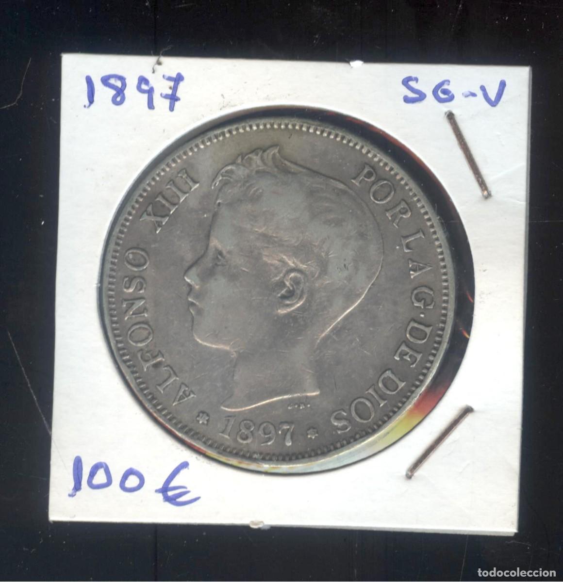 Monedas de Espa&ntilde;a: NUMULITE F0322 Moneda Espa&ntilde;a 1897 Alfonso XIII 5 pesetas