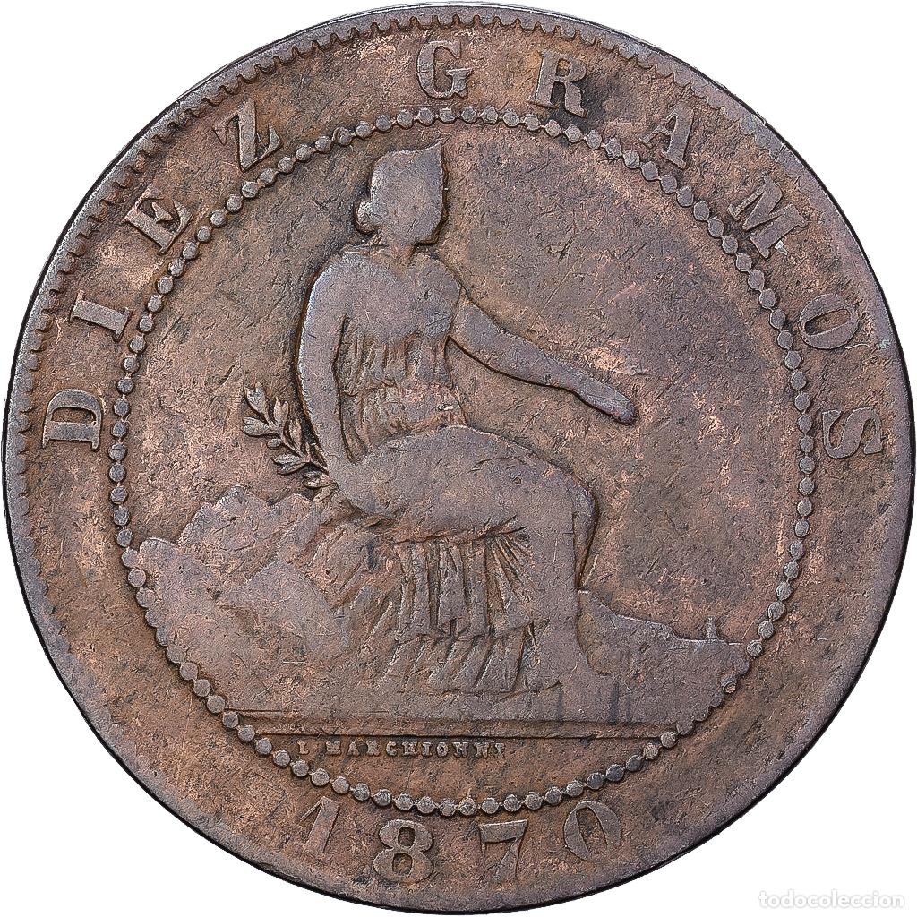 Monedas de Espa&ntilde;a: [#1551457] Espa&ntilde;a, Provisional Government, 10 Centimos, 1870, Madrid, Cobre, BC, KM:663