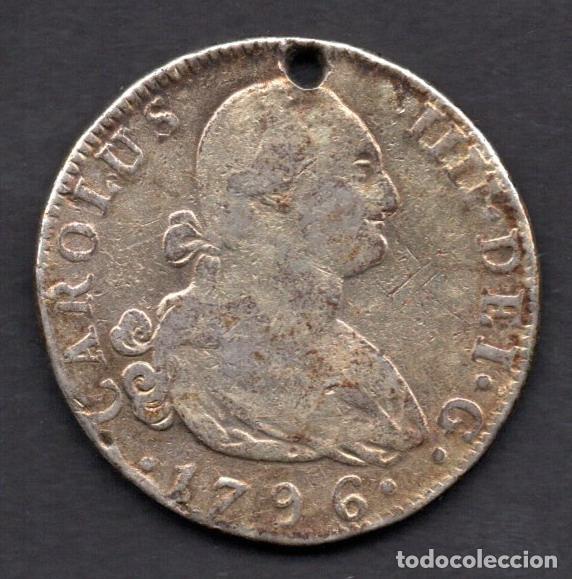 Monedas de Espa&ntilde;a: CARLOS IV - 4 REALES de PLATA - 1796 MADRID - PERFORACION