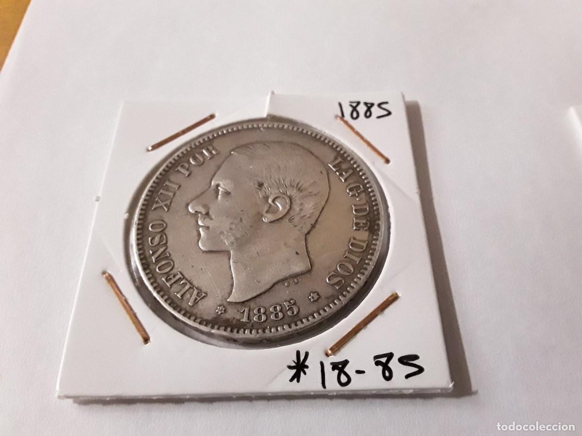 Monedas de Espa&ntilde;a: ESPA&Ntilde;A - 5 PESETAS DE PLATA ALFONSO XII A&Ntilde;O 1885*18-85. ESTRELLAS VISIBLES.