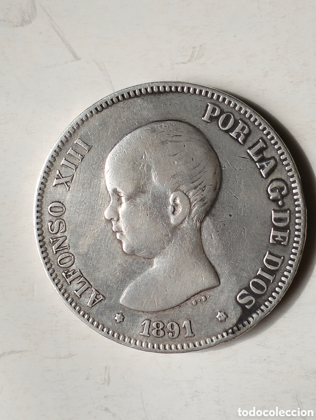 Monedas de Espa&ntilde;a: 1891* 8-91 Alfonso XIII PG M. 5 Pesetas. Plata