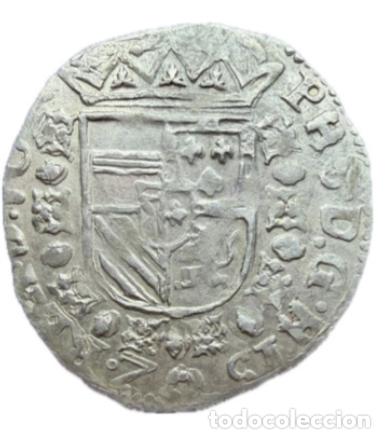 Monedas de Espa&ntilde;a: Felipe II (1556- 1598). 1/20 de escudo felipe. 1594. Tournai. Rara.