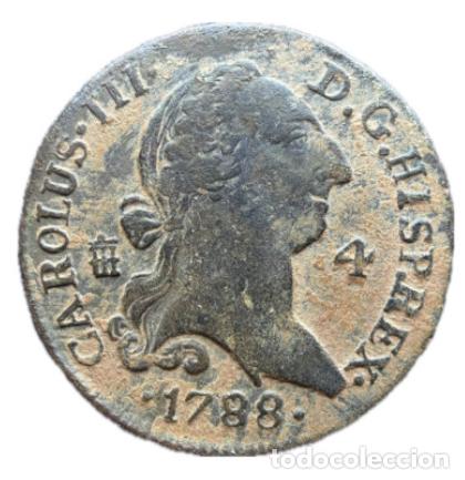 Monedas de Espa&ntilde;a: Carlos III (1759-1788). 4 maraved&iacute;s. 1788. Segovia.