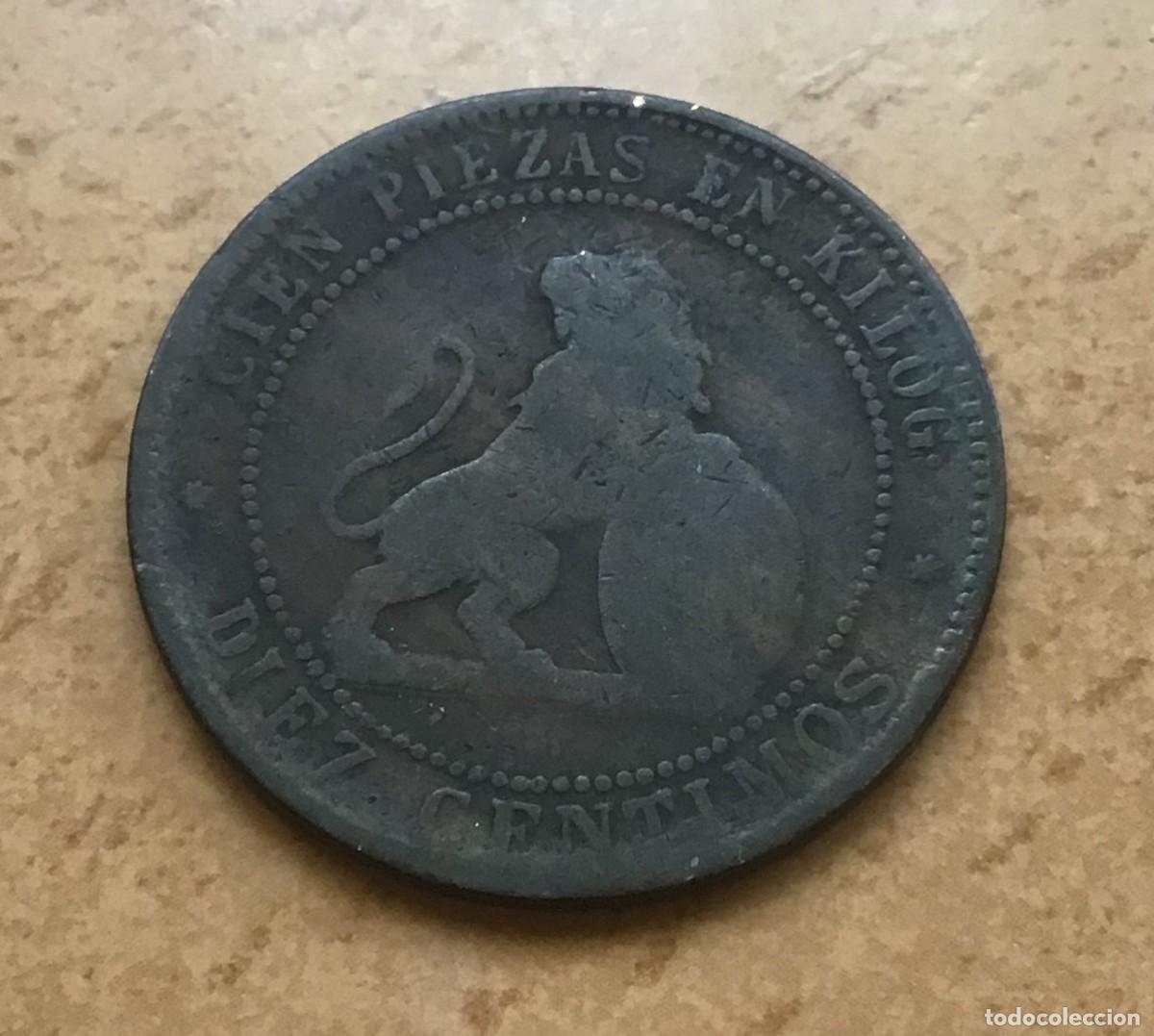 Monedas de Espa&ntilde;a: 10 c&eacute;ntimos de Espa&ntilde;a. A&ntilde;o 1870. Cobre
