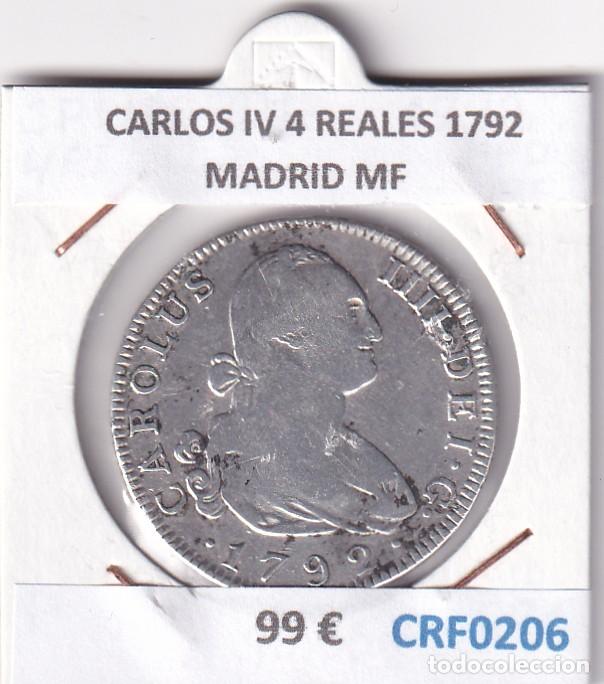 Monedas de Espa&ntilde;a: CRF0206 MONEDA ESPA&Ntilde;A CARLOS IV 4 REALES 1792 MADRID MF PLATA