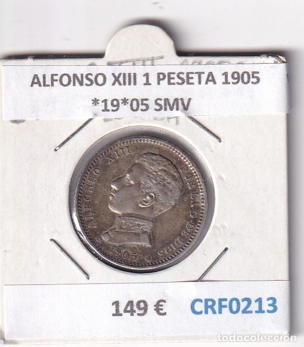 Monedas de Espa&ntilde;a: CRF0213 MONEDA ESPA&Ntilde;A ALFONSO XIII 1 PESETA 1905 *19*05 SMV PLATA