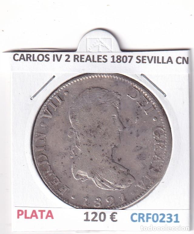 Monedas de Espa&ntilde;a: CRF0231 MONEDA ESPA&Ntilde;A CARLOS IV 2 REALES 1807 SEVILLA CN RBO PLATA
