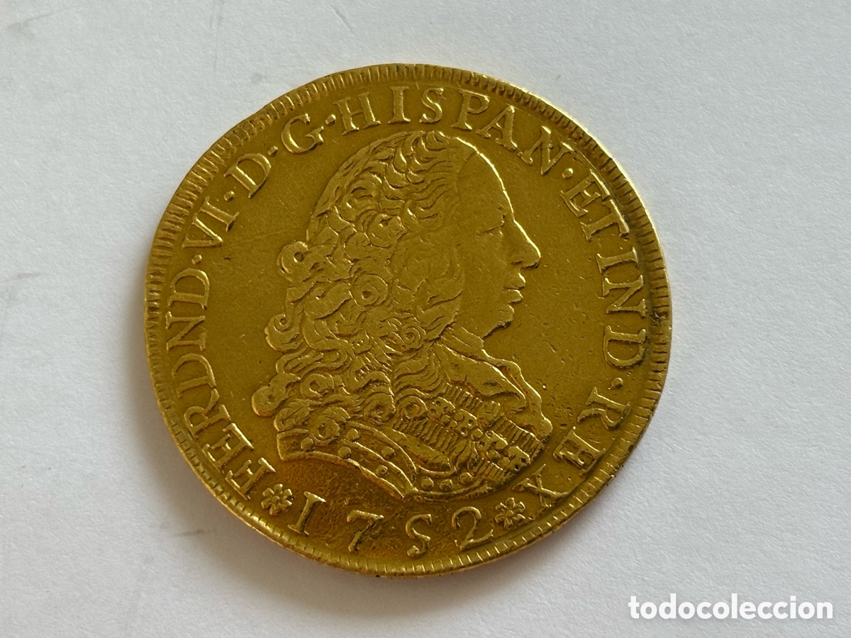 Monedas de Espa&ntilde;a: FERNANDO VI * 8 ESCUDOS 1752 LIMA * ORO
