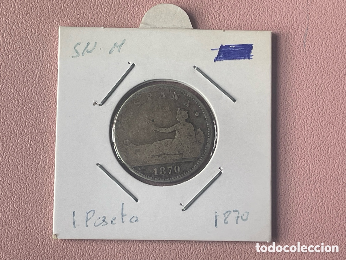 Monedas de Espa&ntilde;a: 1 Peseta 1870 Gobierno Provisional plata ensayadores SN-M - BC/BC+