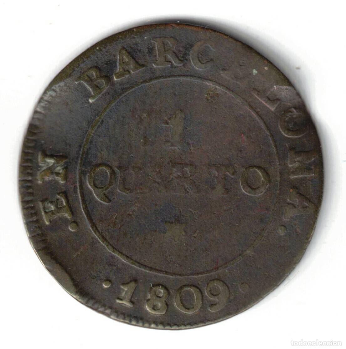 Monedas de Espa&ntilde;a: ESPA&Ntilde;A MONEDA - 1 CUARTO 1809 CATALU&Ntilde;A NAPOLEONICA BARCELONA JOSE NAPOLEON