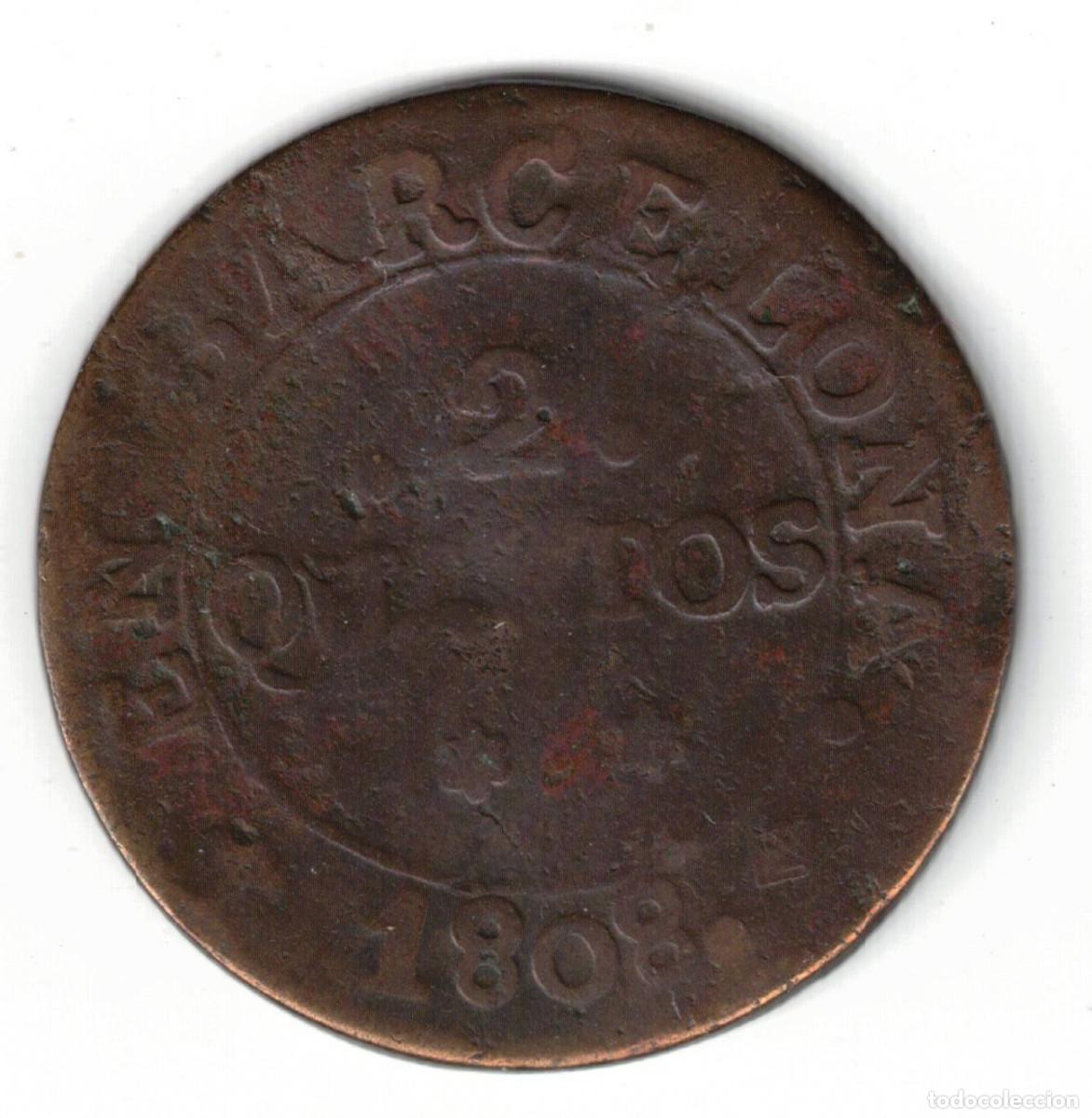 Monedas de Espa&ntilde;a: ESPA&Ntilde;A MONEDA - 2 CUARTOS 1808 CATALU&Ntilde;A NAPOLEONICA BARCELONA JOSE NAPOLEON